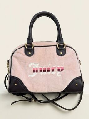 Juicy Couture Y2K Retro Vibe Satchel Dusty Blush Pink Velour Satchel Crossbody